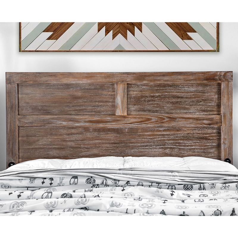 Rustic Wood Queen Panel Bed in Light Oak