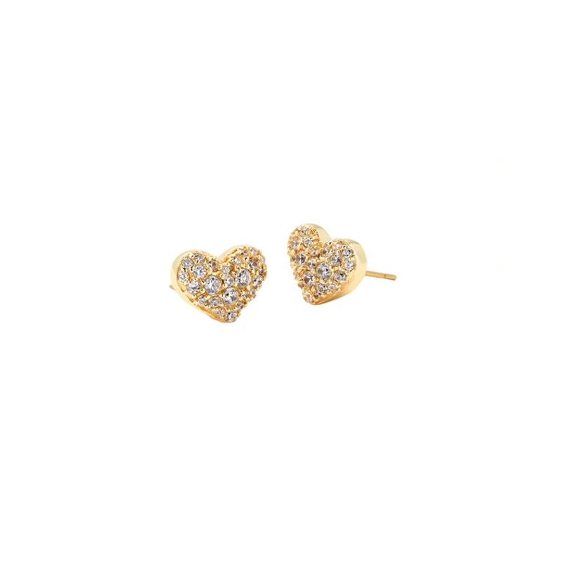 Kendra Scott Ari Pave Crystal Heart Earrings (Gold/White CZ)