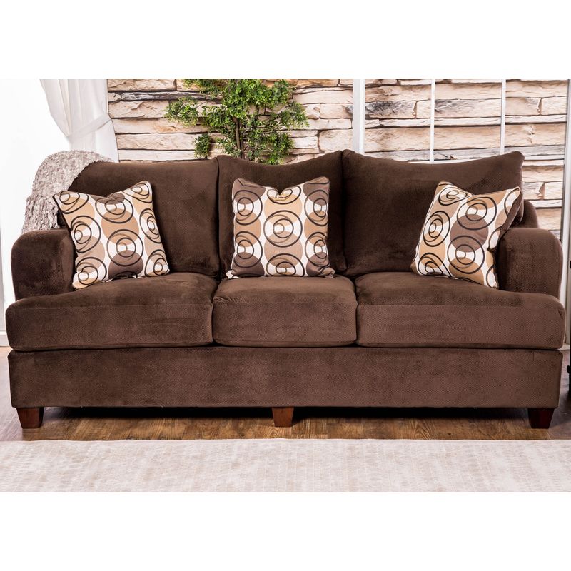 Transitional Fabric 2-Piece Sofa Set in Chocolate