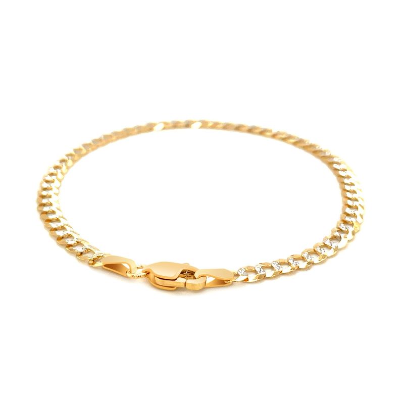 Rent to own 3.6mm 14k Two Tone Gold Pave Curb Bracelet (7 Inch