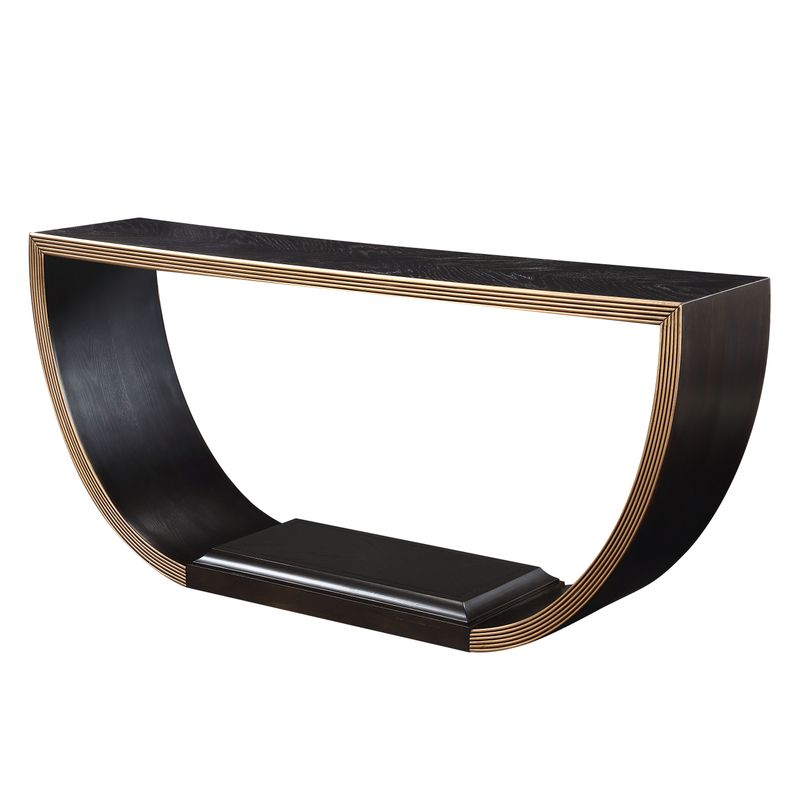 ACME Maceo Console Table, Black & Gold Finish