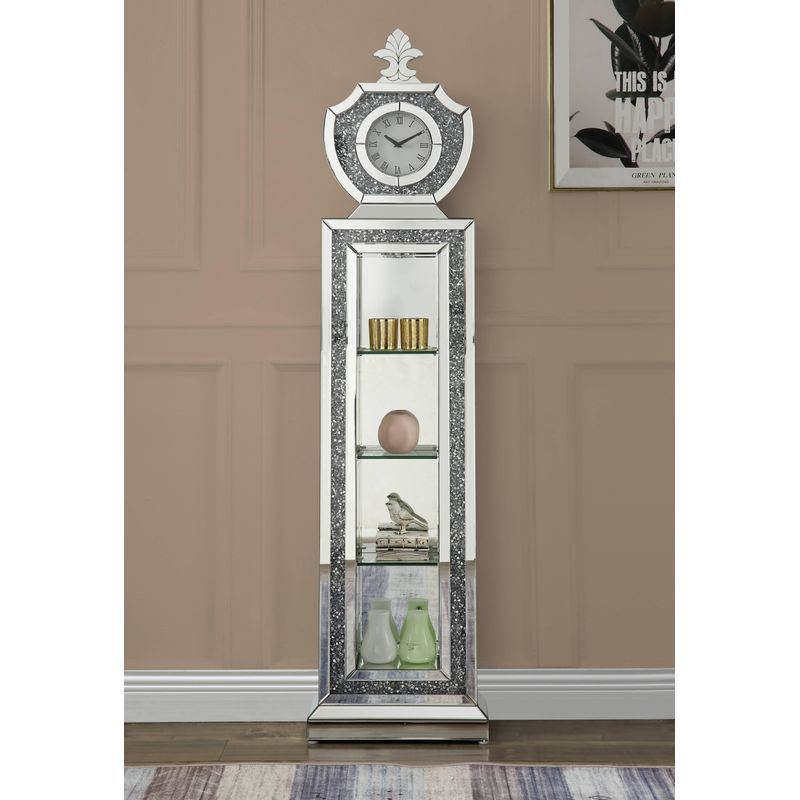ACME Noralie Grandfather Clock w/LED, Mirrored & Faux Diamonds