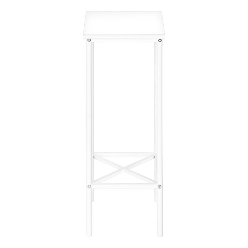 Accent Table/ Side/ End/ Narrow/ Small/ 2 Tier/ Living Room/ Bedroom/ Metal/ Laminate/ White/ Contemporary/ Modern