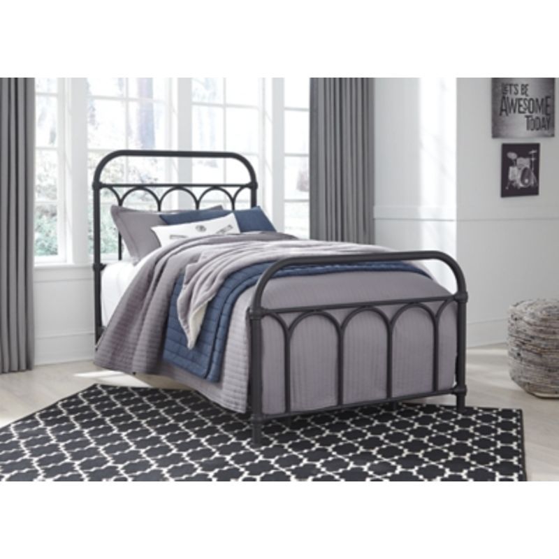 Black Nashburg Twin Metal Headboard/Footboard/Rails