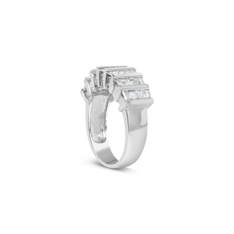 .925 Sterling Silver 1.0 Cttw Baguette Cut Diamond Vertical Channel Fluted Multi-Row Unisex Fashion Wedding Ring (H-I Color, I1-I2 Clarity) 