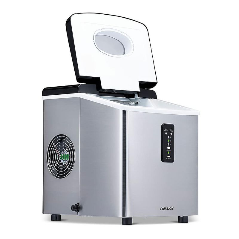 NewAir - 12" 28-lb Portable Bullet Ice Maker with 3 Ice Sizes - Stainless steel
