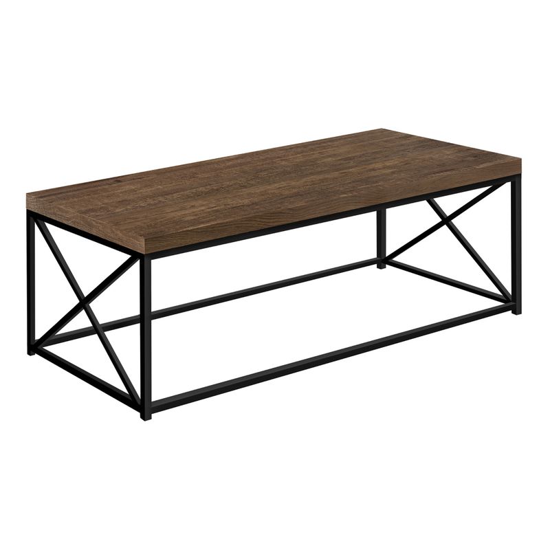 Coffee Table/ Accent/ Cocktail/ Rectangular/ Living Room/ 44"L/ Metal/ Laminate/ Brown/ Black/ Contemporary/ Modern