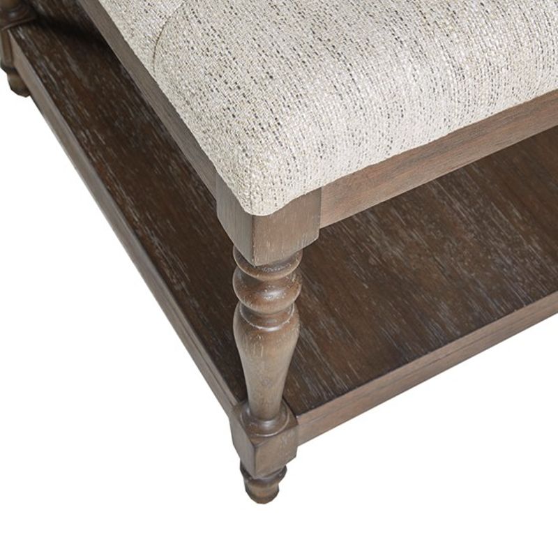 Ivory Highland Tufted Accent Bench with Shelf