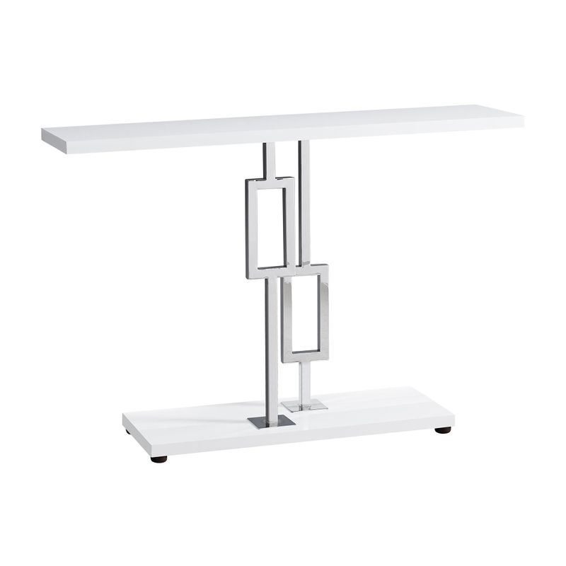 Accent Table/ Console/ Entryway/ Narrow/ Sofa/ Living Room/ Bedroom/ Metal/ Laminate/ Glossy White/ Chrome/ Contemporary/ Modern