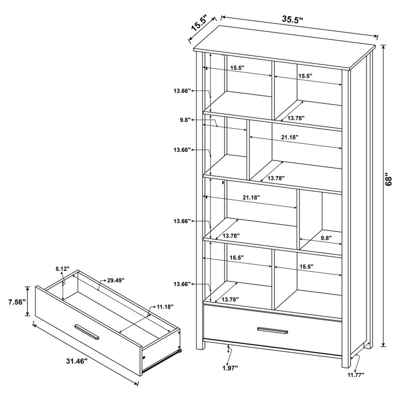 Dylan Rectangular 8-shelf Bookcase