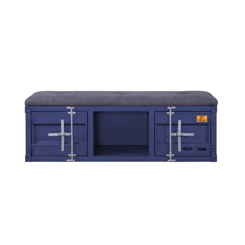 ACME Cargo Bench w/Storage, Gray Fabric & Blue