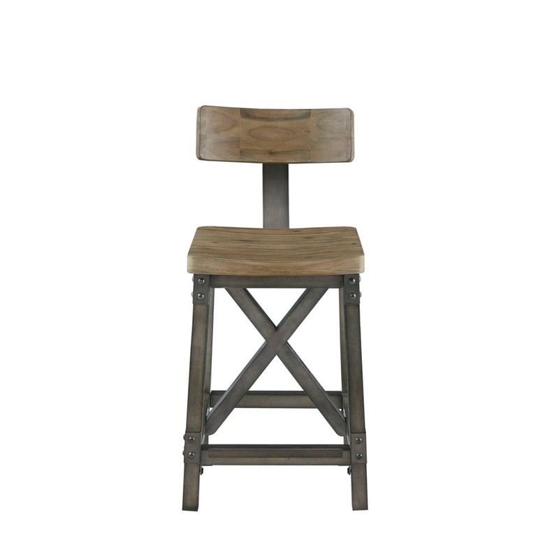 Tatum Oak/Silver Counter Stool with Back