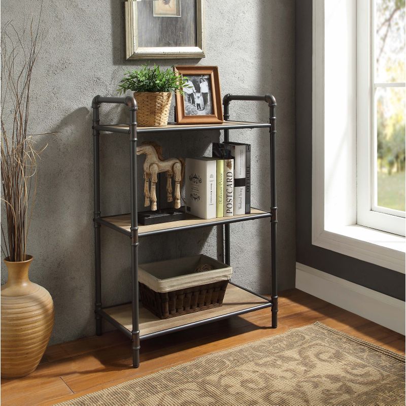 Rent to own ACME Itzel Bookshelf, Antique Oak & Sandy Gray