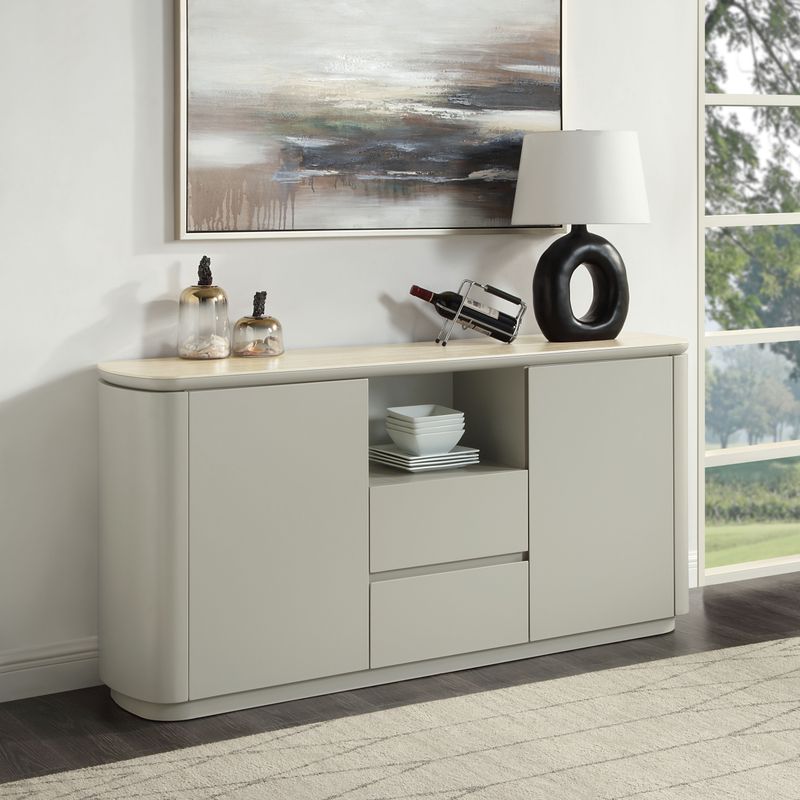 ACME Ingram Server in Ceramic Top & Light Gray Finish