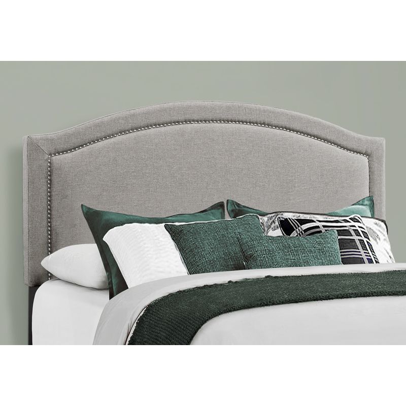 Bed - Queen Size / Grey Linen With Chrome Trim