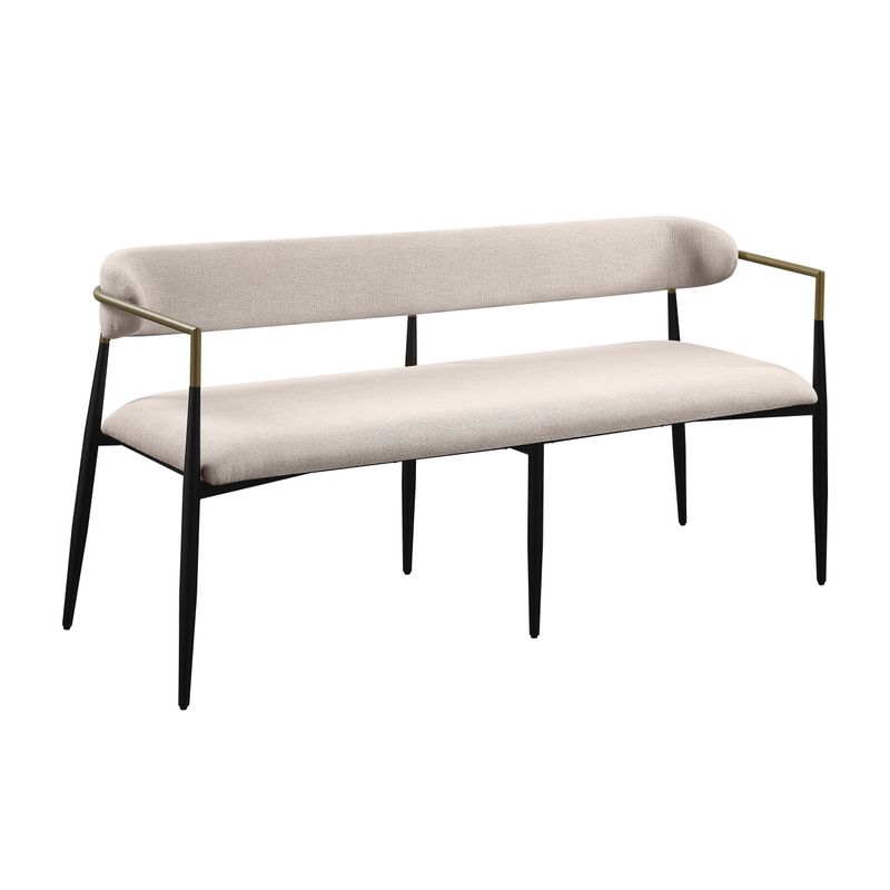 ACME Jaramillo Bench, Beige Fabric & Black Finish