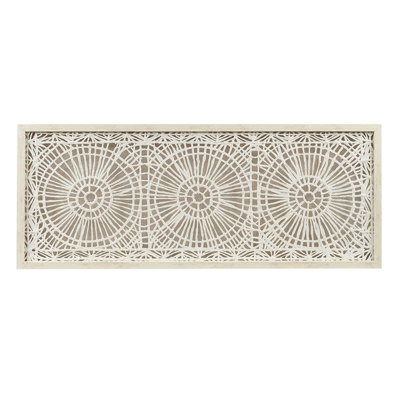 Off-White Henna Framed Medallion Rice Paper Shadow Box Wall Decor See below