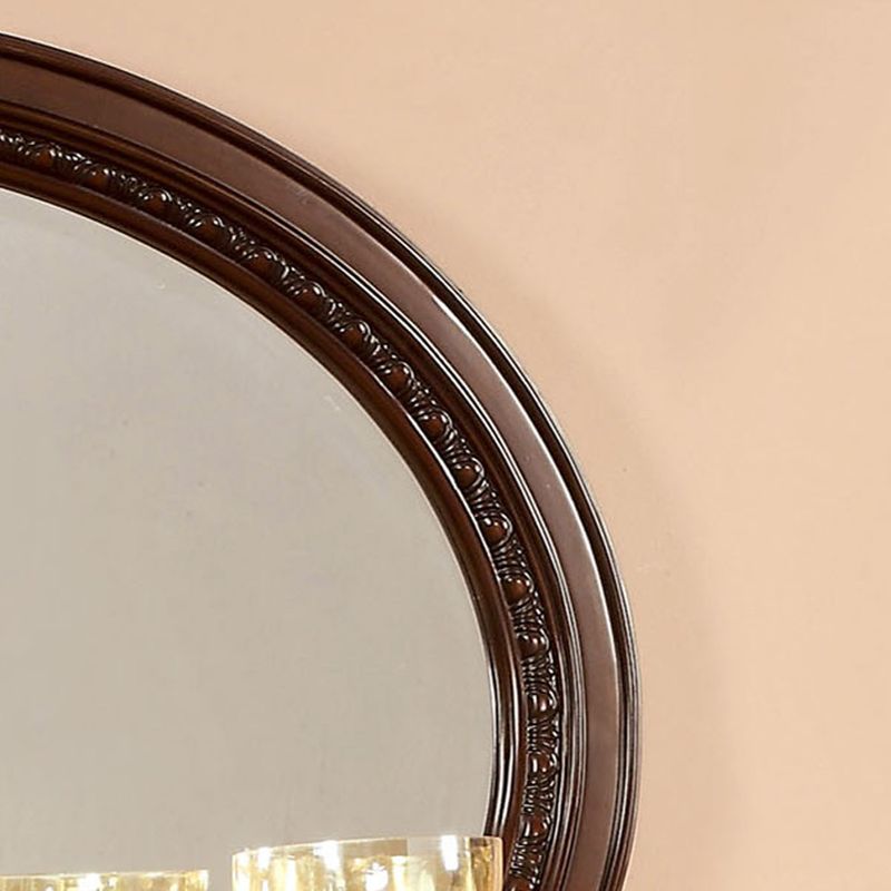 Traditional Wood Frame Oval Mirror in Brown Cherry