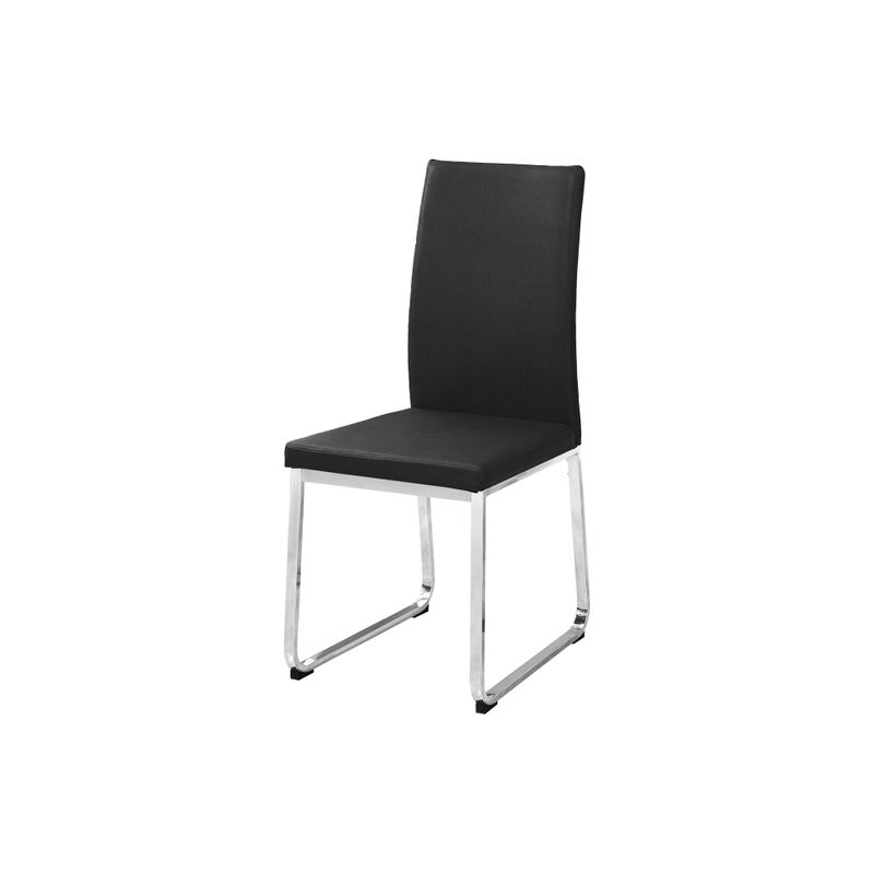 Dining Chair/ Set Of 2/ Side/ Upholstered/ Kitchen/ Dining Room/ Pu Leather Look/ Metal/ Black/ Chrome/ Contemporary/ Modern