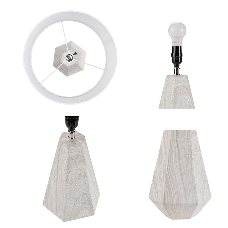 Natural Whitewash Flinn 23" Resin Table Lamp with Faux Wood Texture
