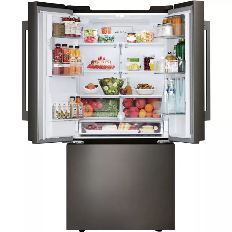 LG 33 in. 25.1 Cu. Ft. Standard Depth French Door Refrigerator in Print Proof Black Stainless Steel with Filtered Ice Water $