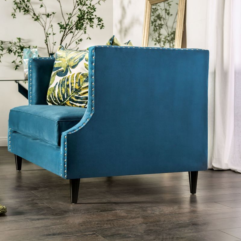 Transitional Fabric 2-Piece Sofa Set in Dark Teal Blue