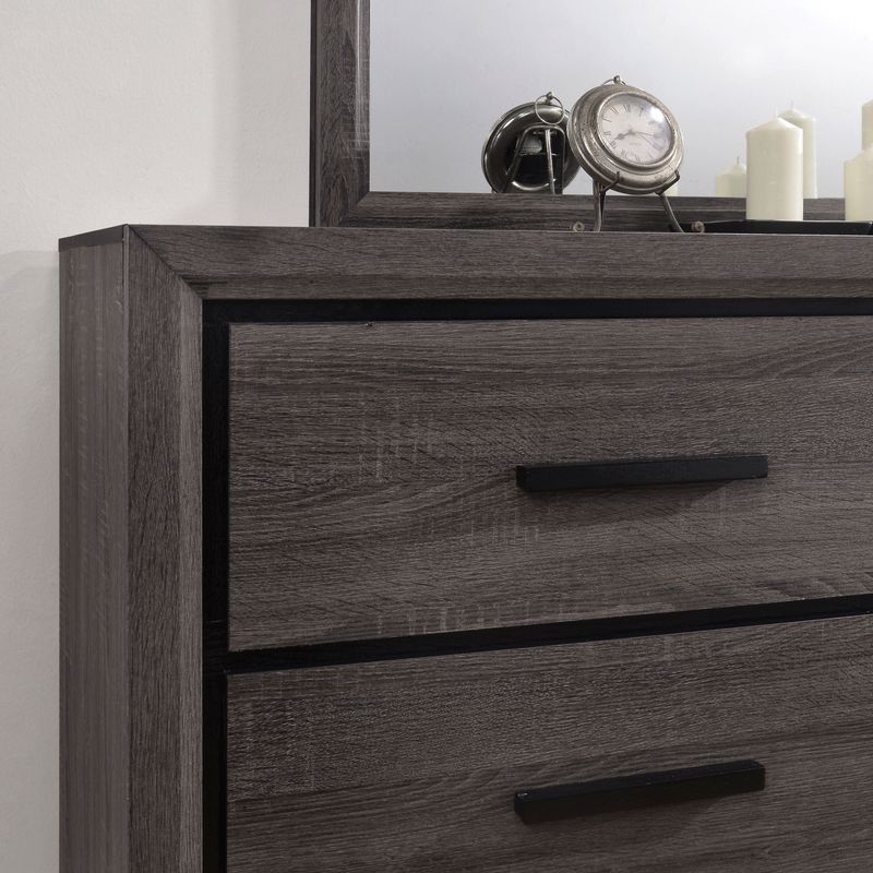 Contemporary Wood 6-Drawer Dresser in Gray