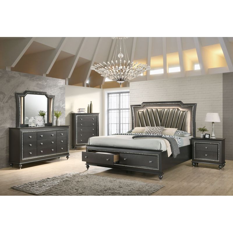 ACME Kaitlyn Mirror w/LED, Metallic Gray
