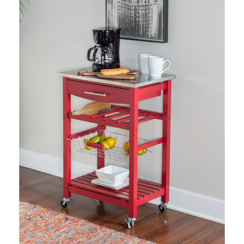 Causey Kitchen Cart Red