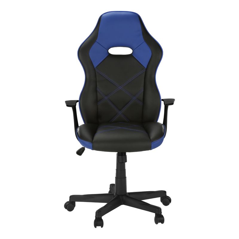 Office Chair/ Gaming/ Adjustable Height/ Swivel/ Ergonomic/ Armrests/ Computer Desk/ Work/ Pu Leather Look/ Metal/ Blue/ Black/ Contemporary