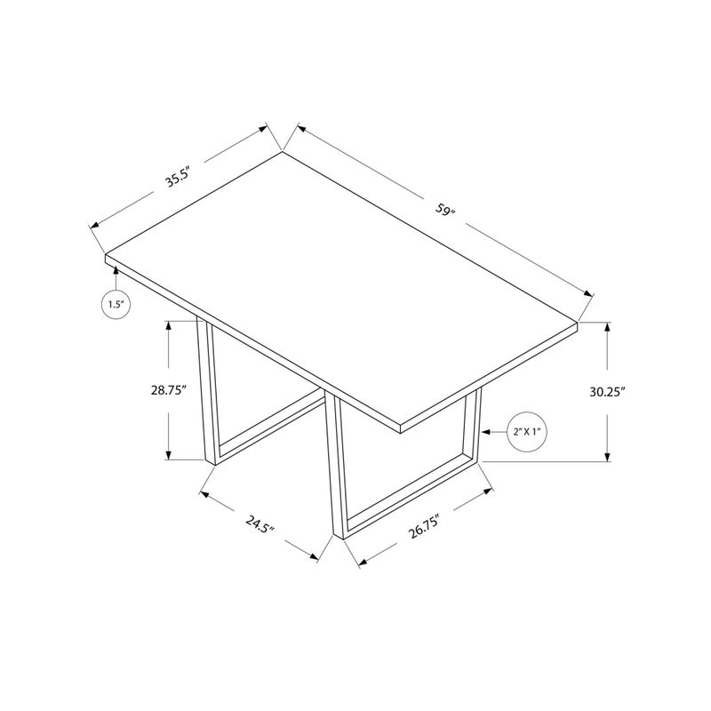 Dining Table - 36"X 60" / Grey Cement / Chrome Metal