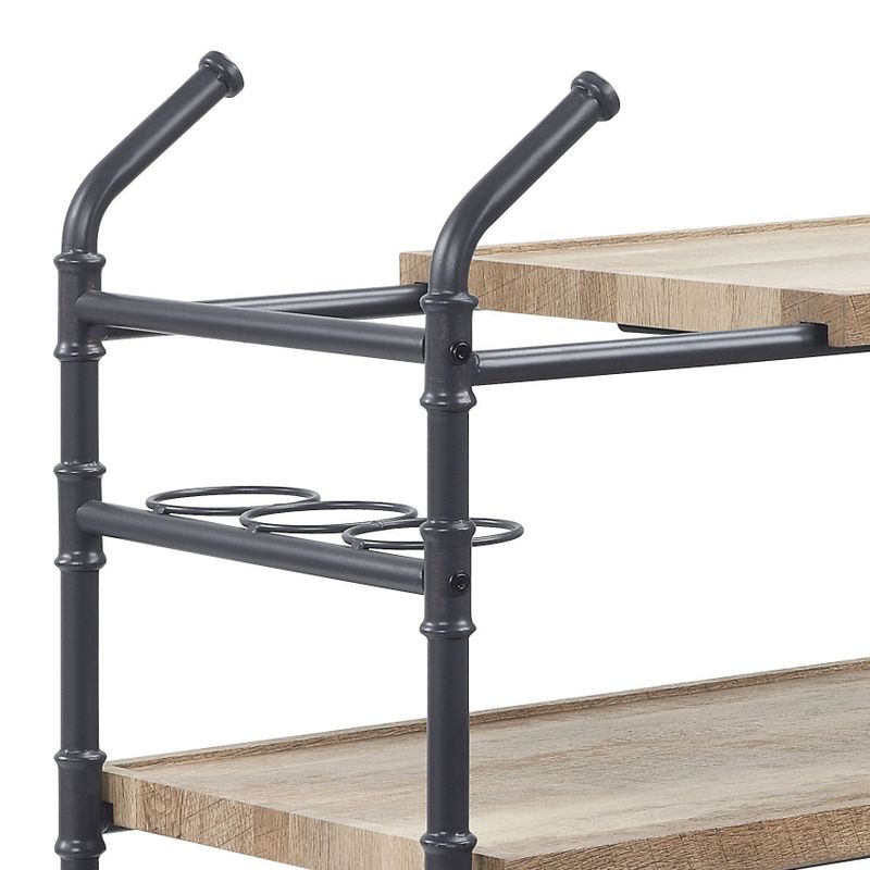 ACME Brantley Serving Cart, Oak & Sandy Black Finish