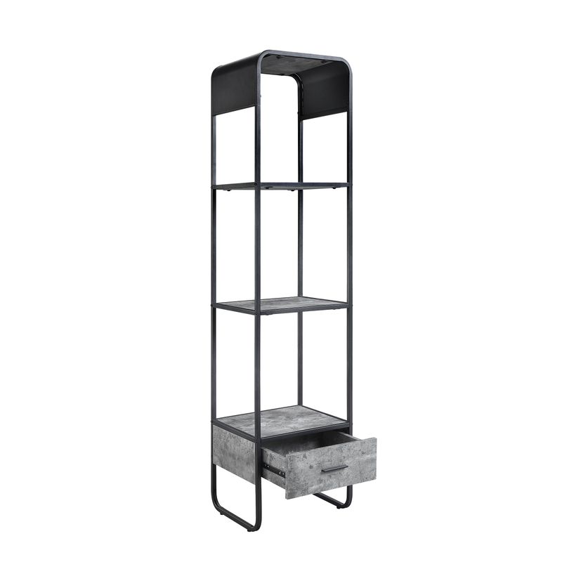 ACME Raziela TV Stand Side Pier, Concrete Gray & Black Finish