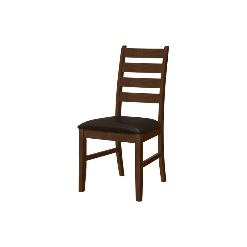 Dining Chair - 2Pcs / 37"H Brown / Dark Brown Pu Seat