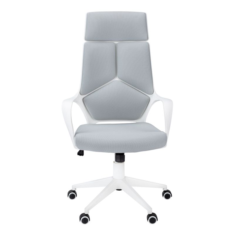 Office Chair/ Adjustable Height/ Swivel/ Ergonomic/ Armrests/ Computer Desk/ Work/ Metal/ Fabric/ White/ Grey/ Contemporary/ Modern