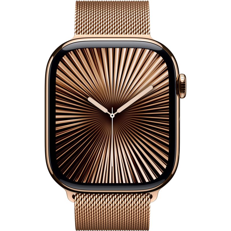 Apple Watch Series 10 (GPS+Cellular) 46mm Titanium Case with Gold Milanese Loop - M/L - Gold