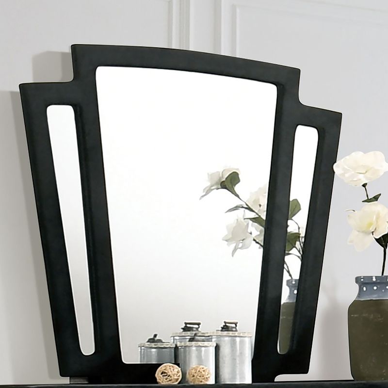 Transitional Fabric and Wood Framed Mirror in Black