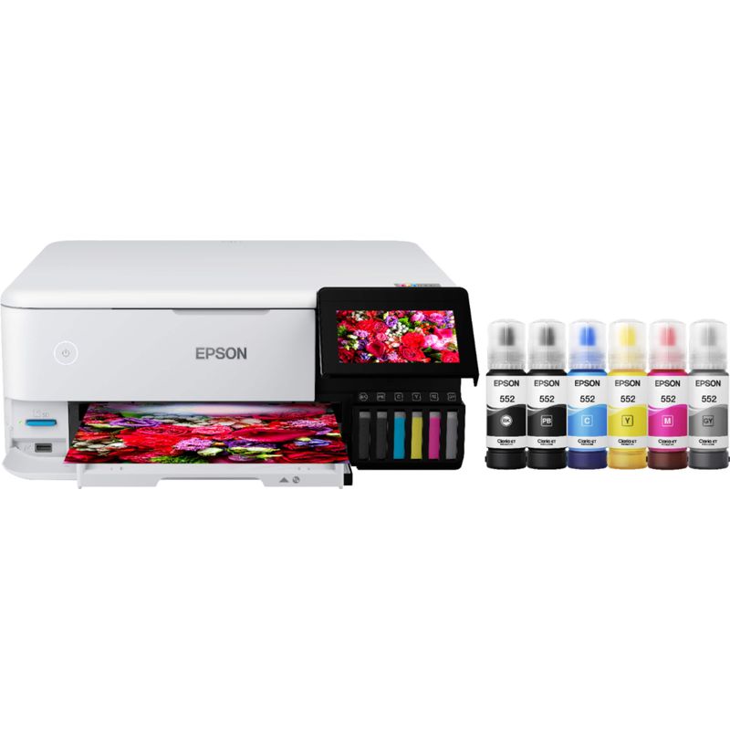 Epson - EcoTank&reg; Photo ET-8500 Wireless Color All-in-One Supertank Printer - White