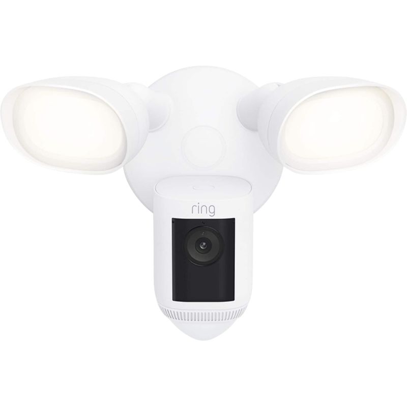 Ring Floodlight Cam Pro with 2K Video and Ring Vision, 2 LED Lights, Dual Band Wi-Fi, and 3D Motion Detection - White