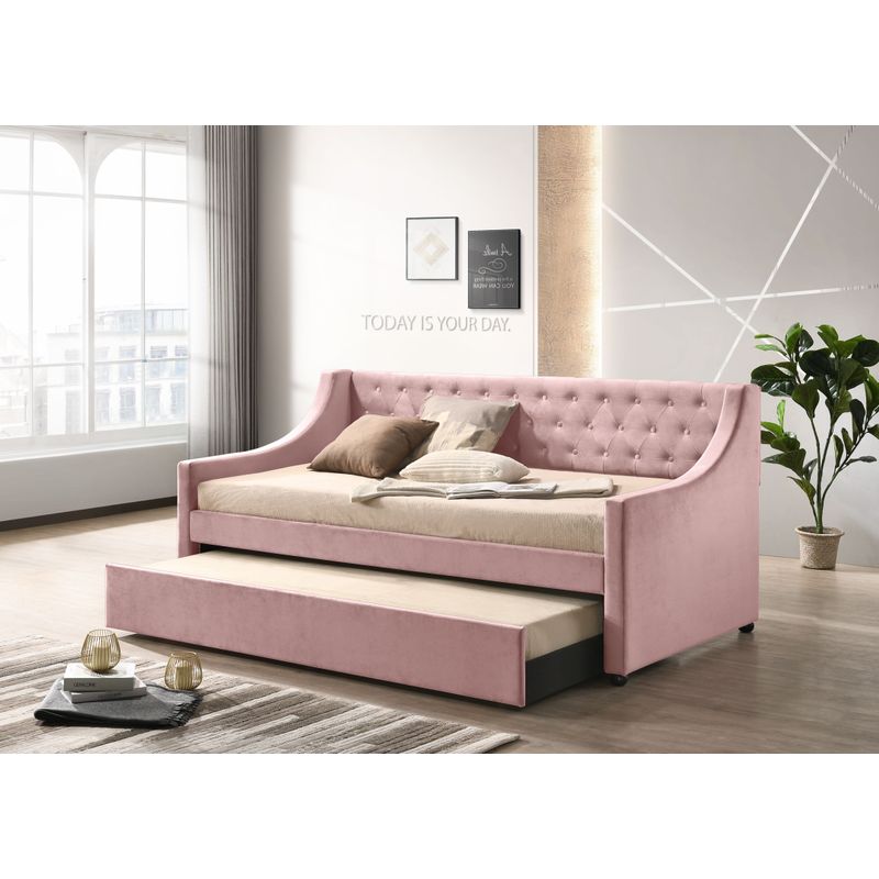 ACME Lianna Daybed w/Trundle (Twin), Pink Velvet