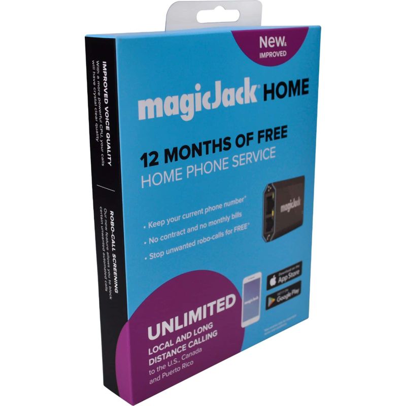 MagicJack - HOME VoIP Telephone Adapter with 12 Months of Service - Black