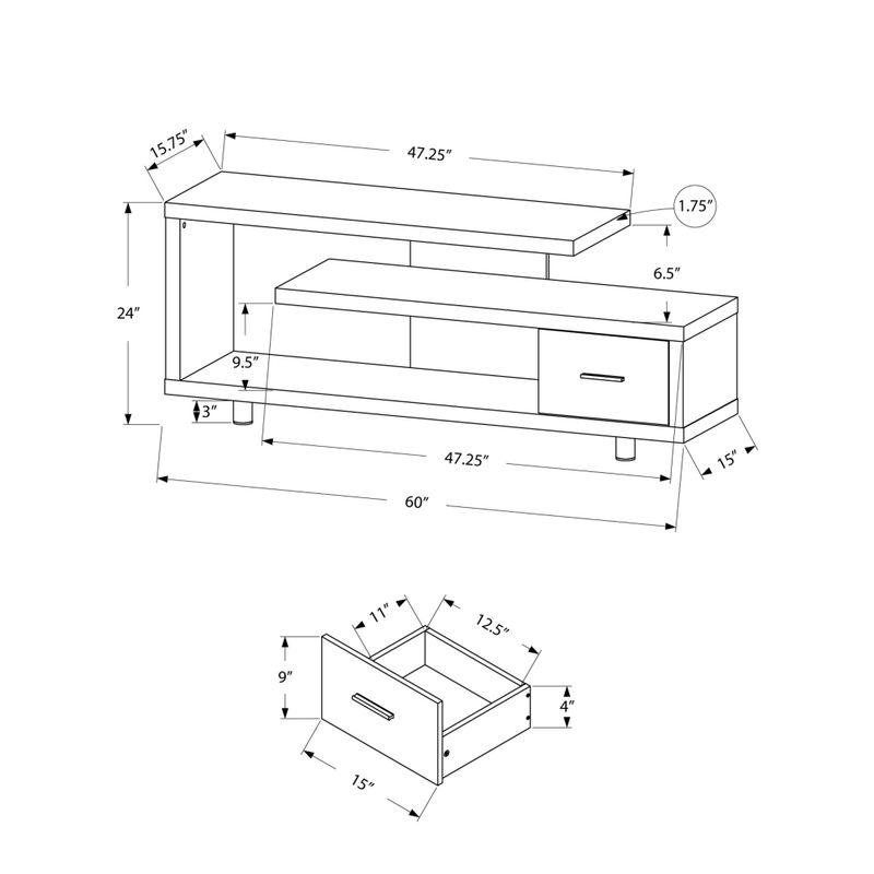 TV Stand/ 60 Inch/ Console/ Media Entertainment Center/ Storage Cabinet/ Living Room/ Bedroom/ Laminate/ Brown/ Contemporary/ Modern