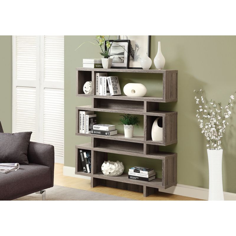 Bookshelf/ Bookcase/ Etagere/ 4 Tier/ 55"H/ Office/ Bedroom/ Laminate/ Brown/ Contemporary/ Modern