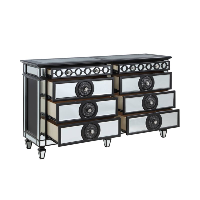 ACME Varian II Dresser, Mirrored, Black & Sliver Finish
