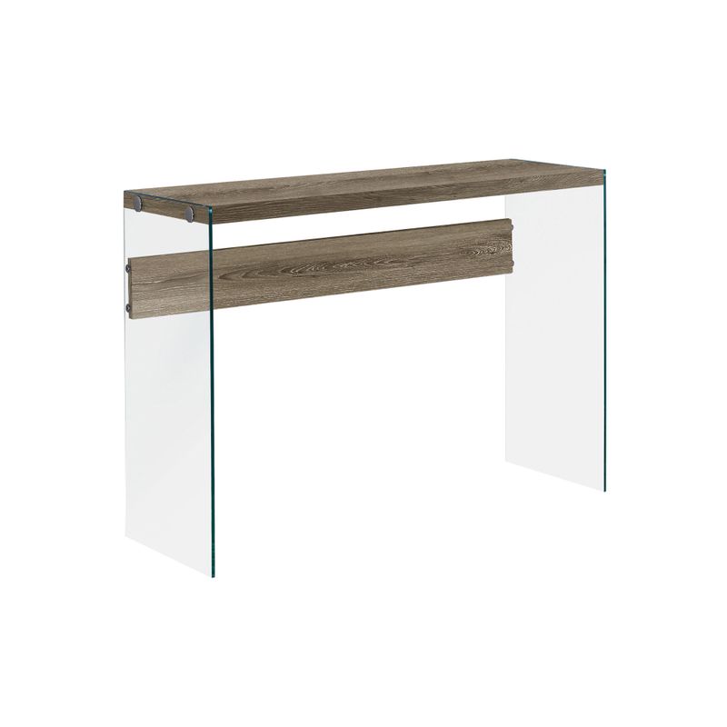 Accent Table/ Console/ Entryway/ Narrow/ Sofa/ Living Room/ Bedroom/ Tempered Glass/ Laminate/ Brown/ Clear/ Contemporary/ Modern