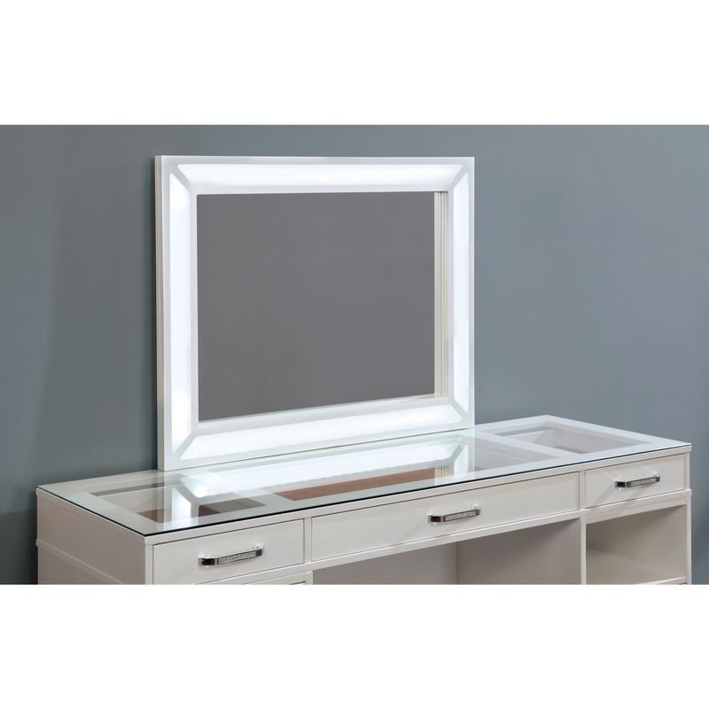 Glam Wood 3-Piece Vanity Set with LED in White