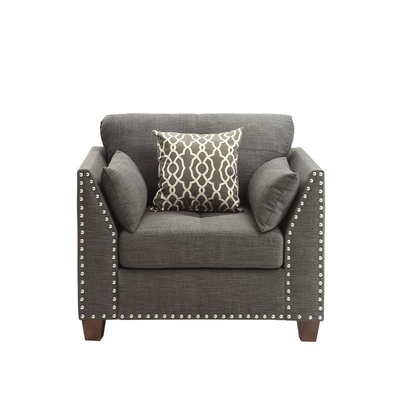 ACME Laurissa Chair w/3 Pillows, Light Charcoal Linen