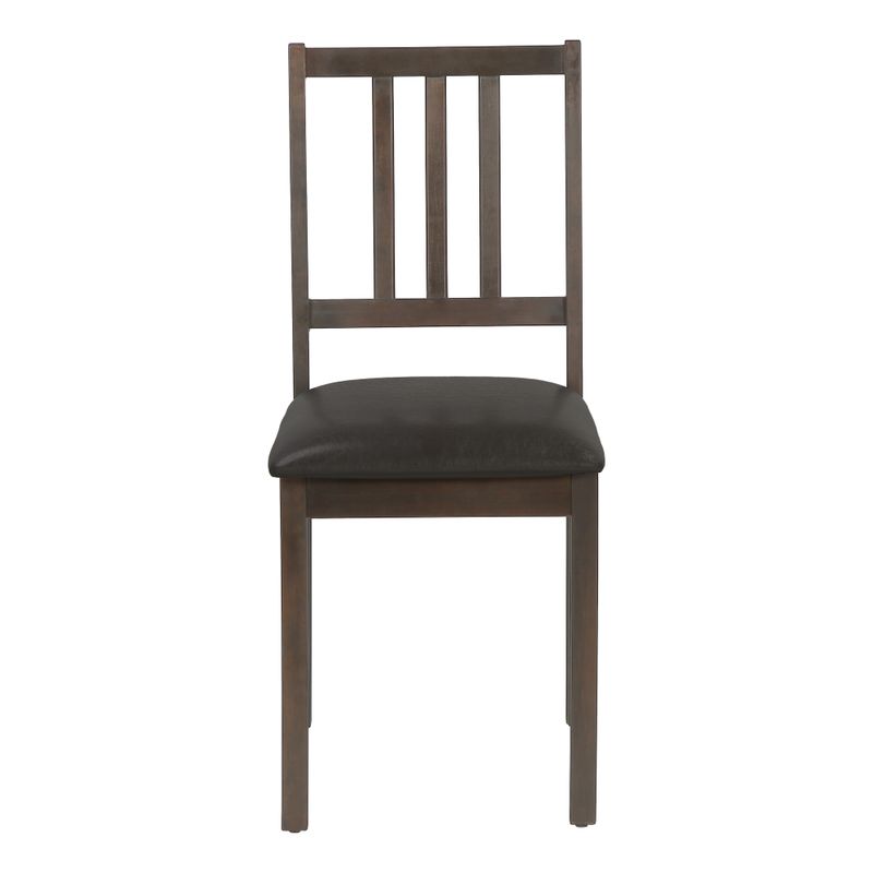 Dining Chair/ Set Of 2/ Side/ Upholstered/ Kitchen/ Dining Room/ Pu Leather Look/ Wood Legs/ Brown/ Transitional