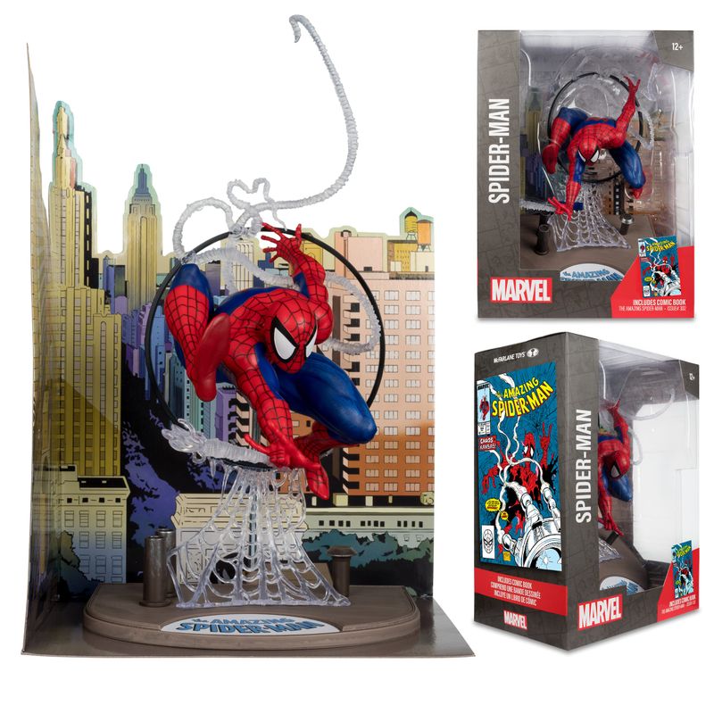 McFarlane Toys - Marvel Spider-Man 1:6th Scale 11.7" Posed Figure with Scene & Comic (Based on The Amazing Spider-Man #301)