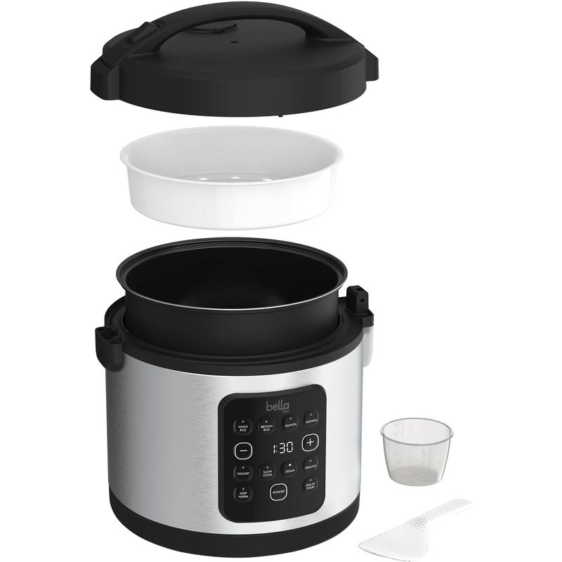 bella PRO - 20-Cup Digital Rice Cooker - Stainless Steel